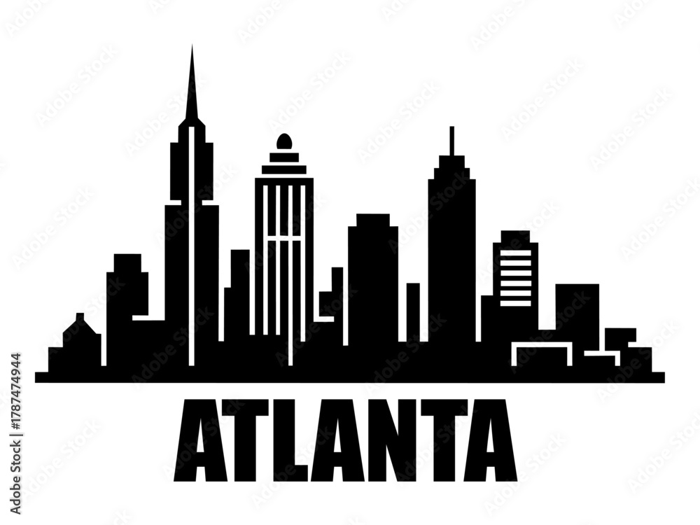 Naklejka premium Atlanta Skyline Logo Design Cityscape Emblem