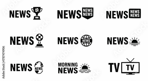 Collection of News, Media, and Broadcasting Vector Logo Icons Set