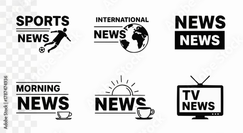 Collection of News, Media, and Broadcasting Vector Logo Icons Set