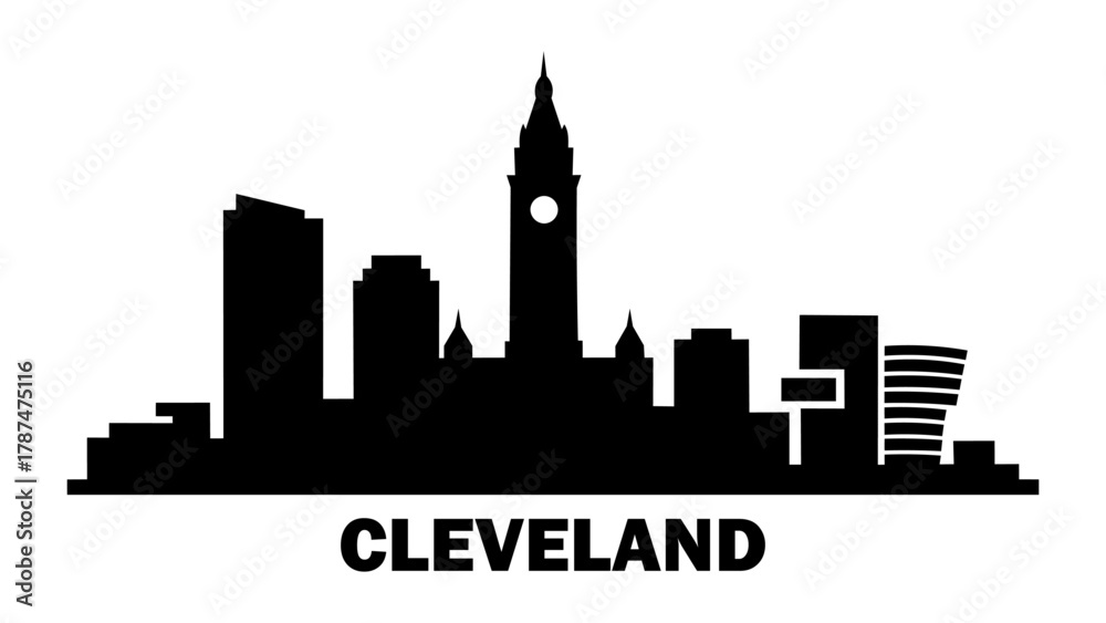 Obraz premium Cleveland Skyline Silhouette Logo Design for Urban Branding