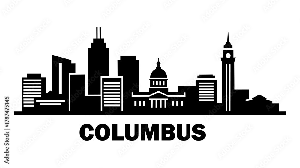 Obraz premium Columbus Skyline Silhouette Logo Emblem Design