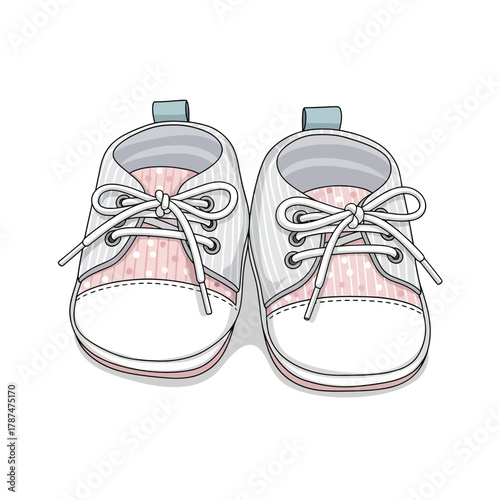 Pair of baby shoes cute footwear for infants vector illustration isolated on white background
