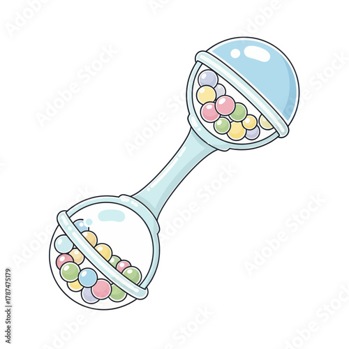 Pastel baby rattle toy illustration cute and colorful design isolated on white background