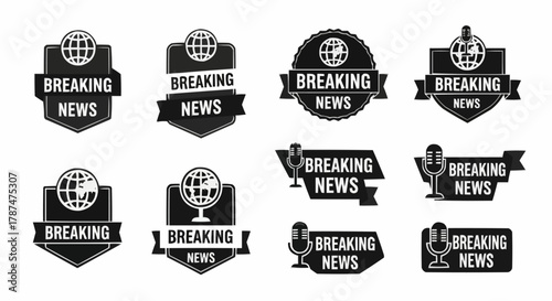 Collection of News, Media, and Broadcasting Vector Logo Icons Set