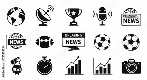 Collection of News, Media, and Broadcasting Vector Logo Icons Set
