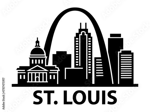 St Louis Skyline Silhouette Logo Emblem Design
