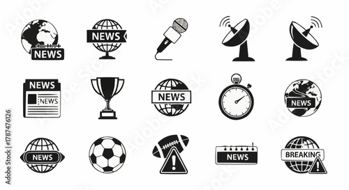 Collection of News, Media, and Broadcasting Vector Logo Icons Set
