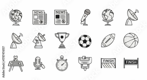 Collection of News, Media, and Broadcasting Vector Logo Icons Set