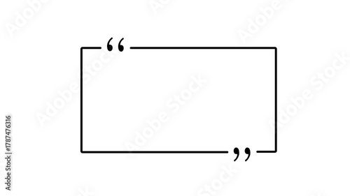 Text quote sign. Black Icon with long shadow with White screen background. Quotes Box Icon, Flat Sign & Trendy Symbol. Quotes form and speech box isolated.
