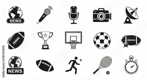 Collection of News, Media, and Broadcasting Vector Logo Icons Set