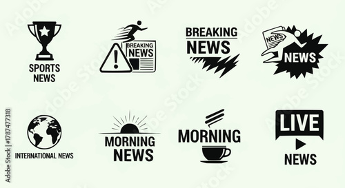 Collection of News, Media, and Broadcasting Vector Logo Icons Set