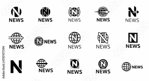 Collection of News, Media, and Broadcasting Vector Logo Icons Set