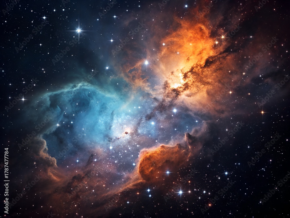 Fototapeta premium Nebula in outer space galaxy cosmic dust, interstellar clouds, astronomy, and star formation in the universe view