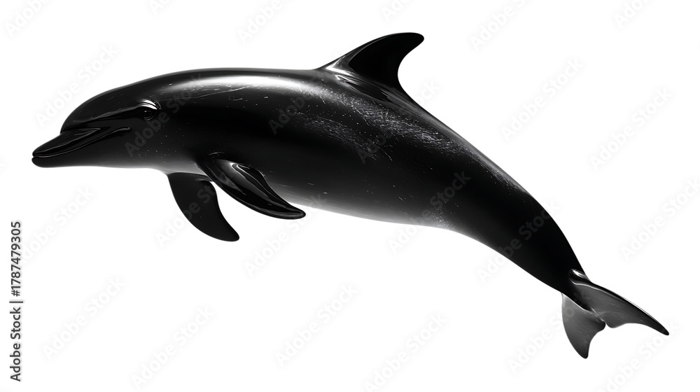 Obraz premium A black dolphin on transparent background