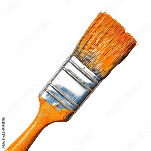 Orange Paintbrush Close Up Art Craft Artistic Expression Creative Tools Interior Design Wall