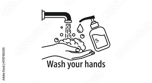 Essential hygiene reminder clean hands with soap and running water promoting health and safety in daily life, Generative AI