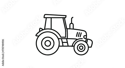 Bold black and white line art tractor icon perfect for agricultural branding and farm-themed designs seeking a modern clean aesthetic, Generative AI