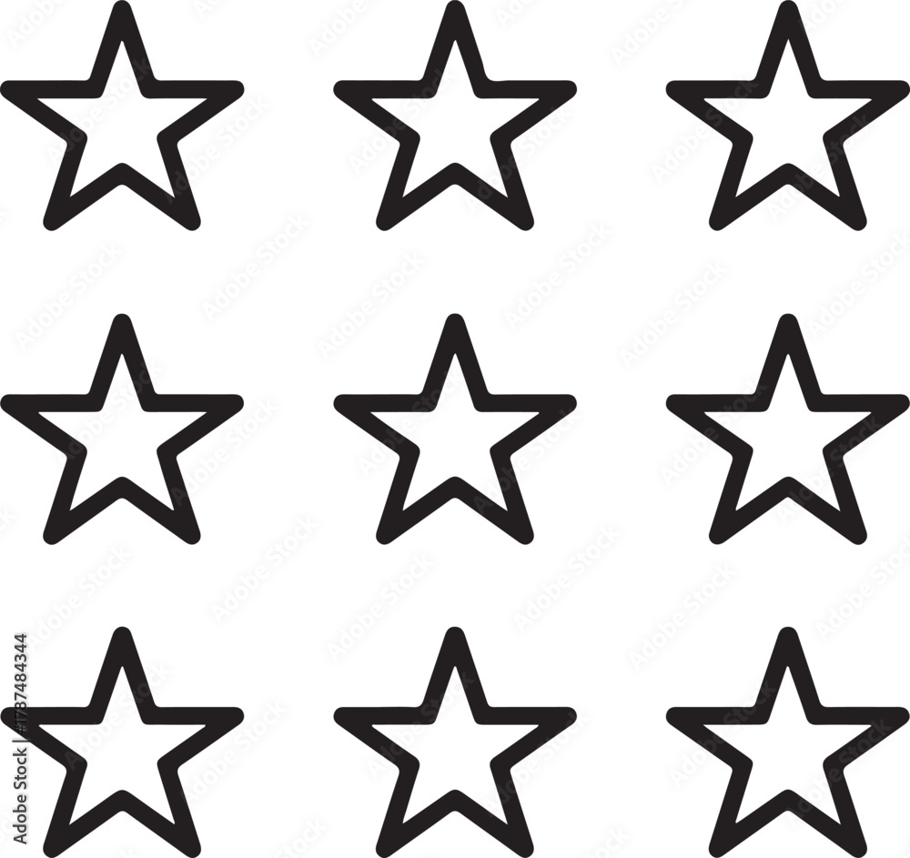 Obraz premium Outline Icon Set of Stars Minimal Line Art Uniform Thickness