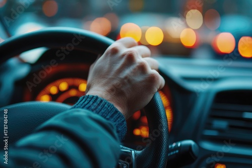 Close-Up of Hand Holding Traffic Fine on Car Dashboard