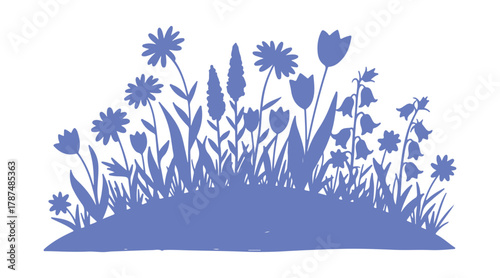 a hand-drawn flowerbed showcasing flowers in a doodle style

