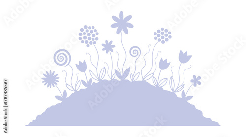 a doodle-style flowerbed filled with hand-drawn flowers