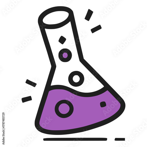 Flask chemical school chemistry class flat color vector illustration template design