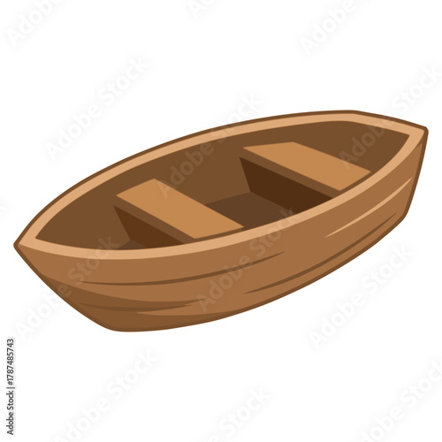Wooden boat water transportation icon flat color vector illustration template design