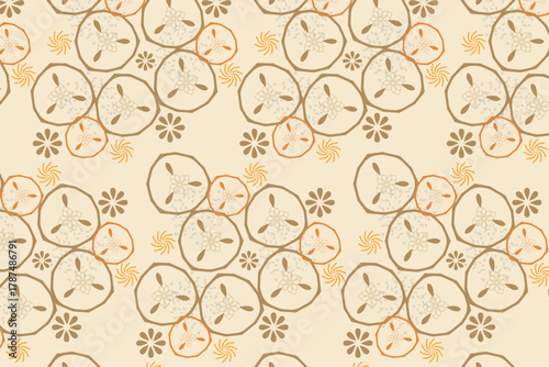 A bohemian fusion of tribal African motifs  Grid  styled in earthy, Soft Earthy Tone geometric harmony