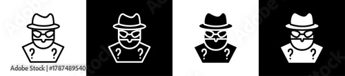 Anonymous Identity Line And Solid Icon In White And Glyph Background