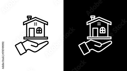 Real Estate Agent White Icon Set Design