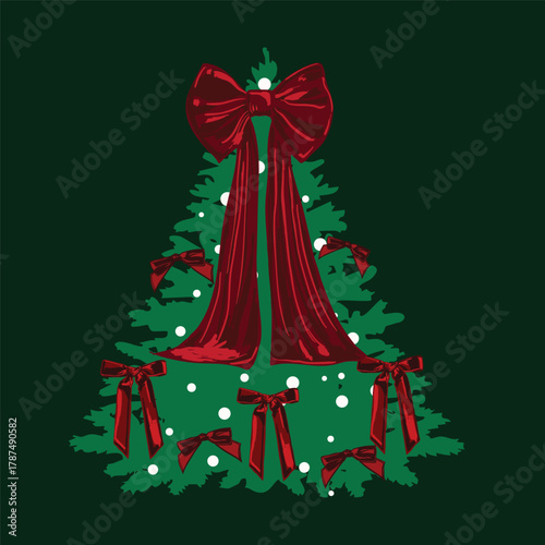 Christmas Tree with Red Velvet Bows