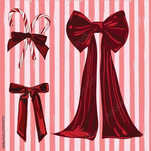 Pink Groovy Retro Red Bows