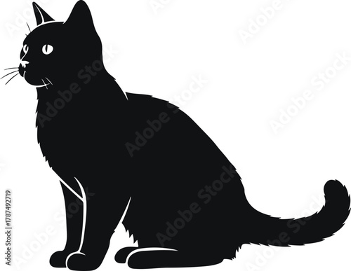 Elegant American Shorthair Cat Silhouette Artwork Vector