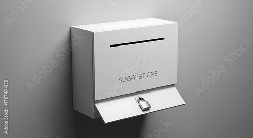 White Suggestion Box on Wall - A Minimalist Office Fixture.