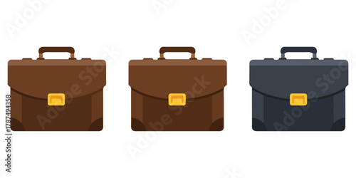 Three stylish business briefcases in brown and navy colors perfect for professional look and organized workplace essential item