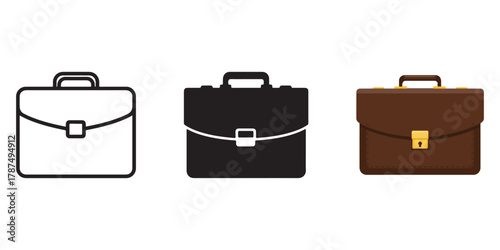 Various Styles of Business Briefcases Representing Professionalism and Career Growth Vector Illustration for Website Design and Marketing Materials