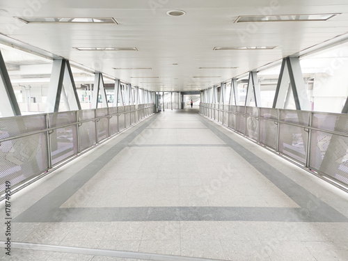 Perspective skywalk of electronic  train station with nobody.