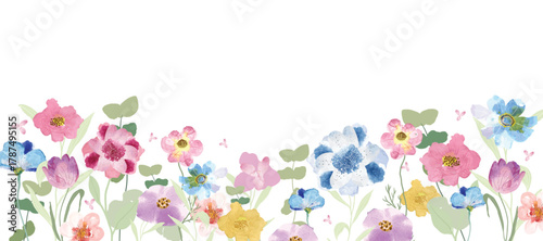 watercolor arrangements with small flower. Botanical illustration minimal style.