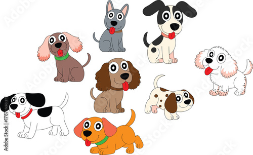 Cartoon dogs, cute puppies, playful pets, funny dog characters, animal illustration, children artwork, friendly dogs, colorful cartoon pets, adorable dog drawing