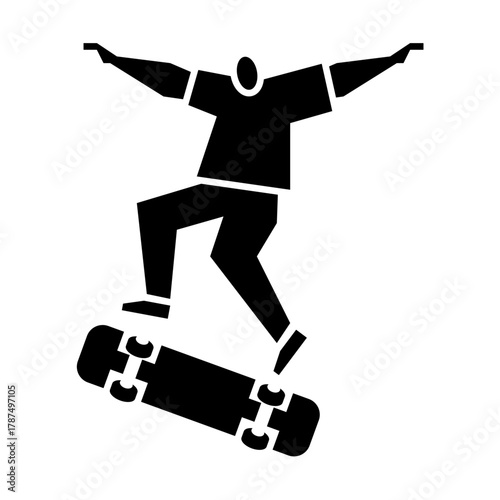skateboarding glyph icon. skateboard illustration.