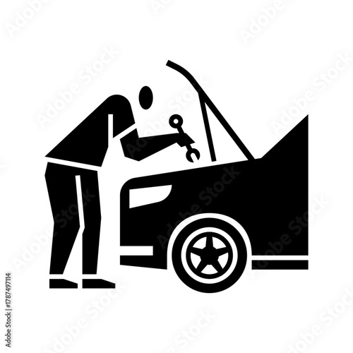 mechanic glyph icon. automotive illustration.