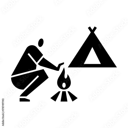 camping glyph icon. adventure illustration.