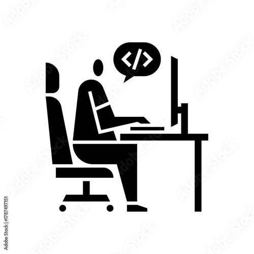 coding glyph icon. programming illustration.