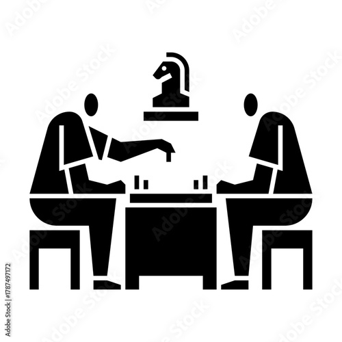 playing chess glyph icon. chess illustration.