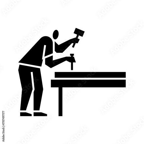 woodwork glyph icon. carpentry illustration.