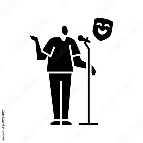 comedy glyph icon. stand up comedy illustration.