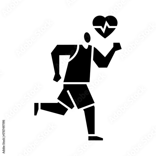 running glyph icon. jogging illustration.