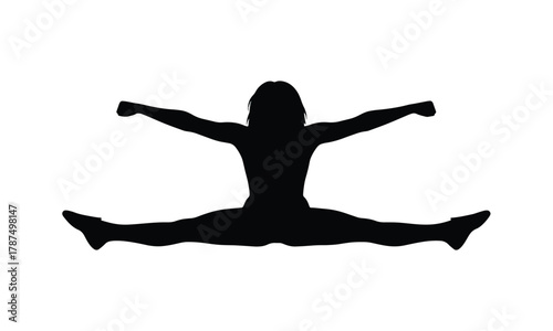 heerleader performing a jump split, vector silhouette