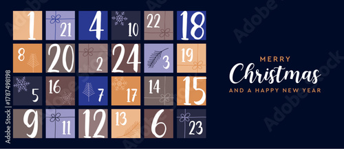 colorful advent calendar 24 christmas gifts vector illustration