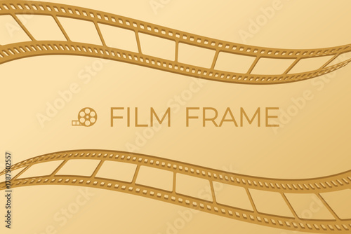 Minimalist film frame template with filmstrips in perspective. Cinema template. Vector illustration